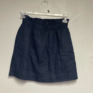 J crew Linen navy blue skirt elastic stretch waist size 2 women’s